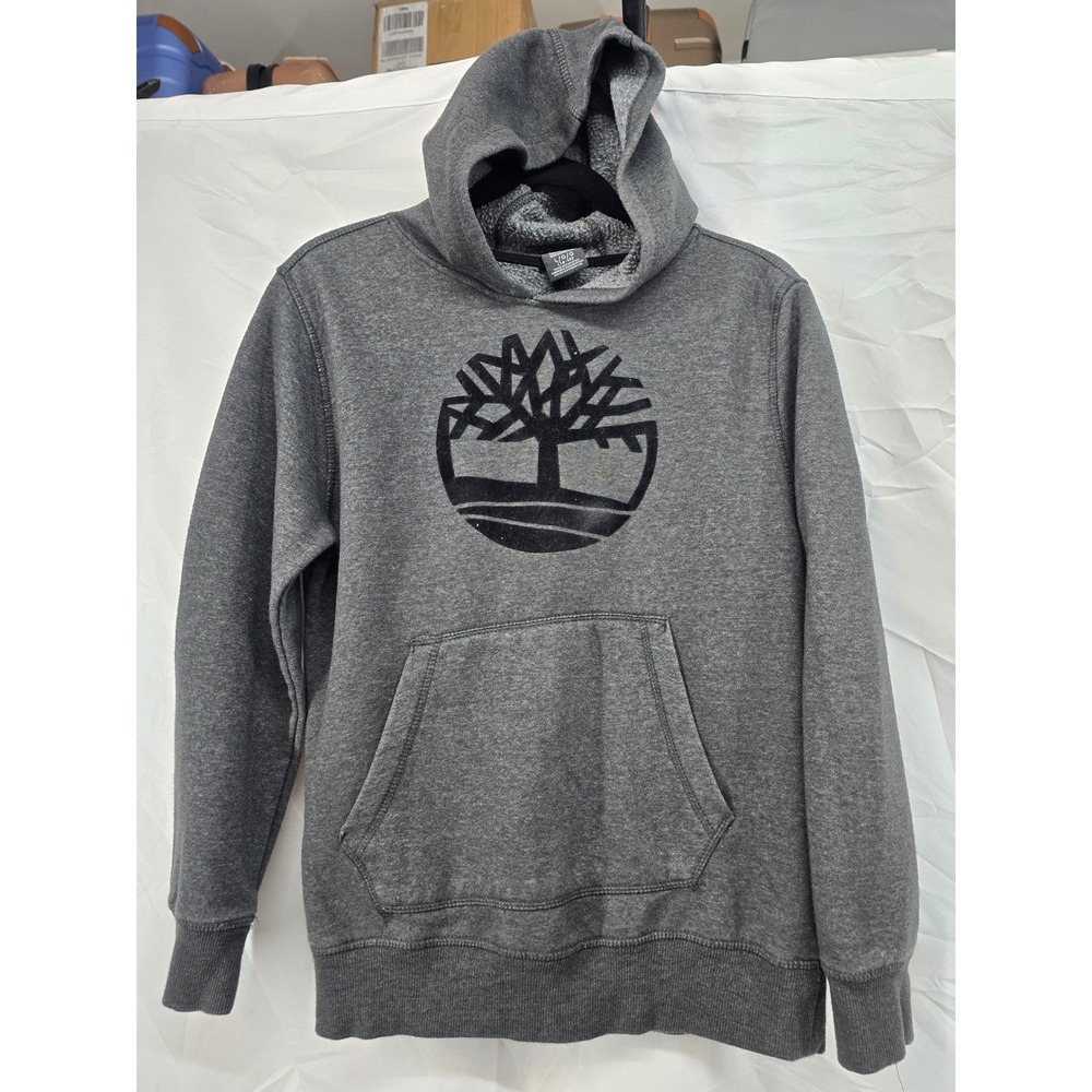 Kids Timberland Gray Tree Logo Hoodie Sweatshirt Size L 14-16